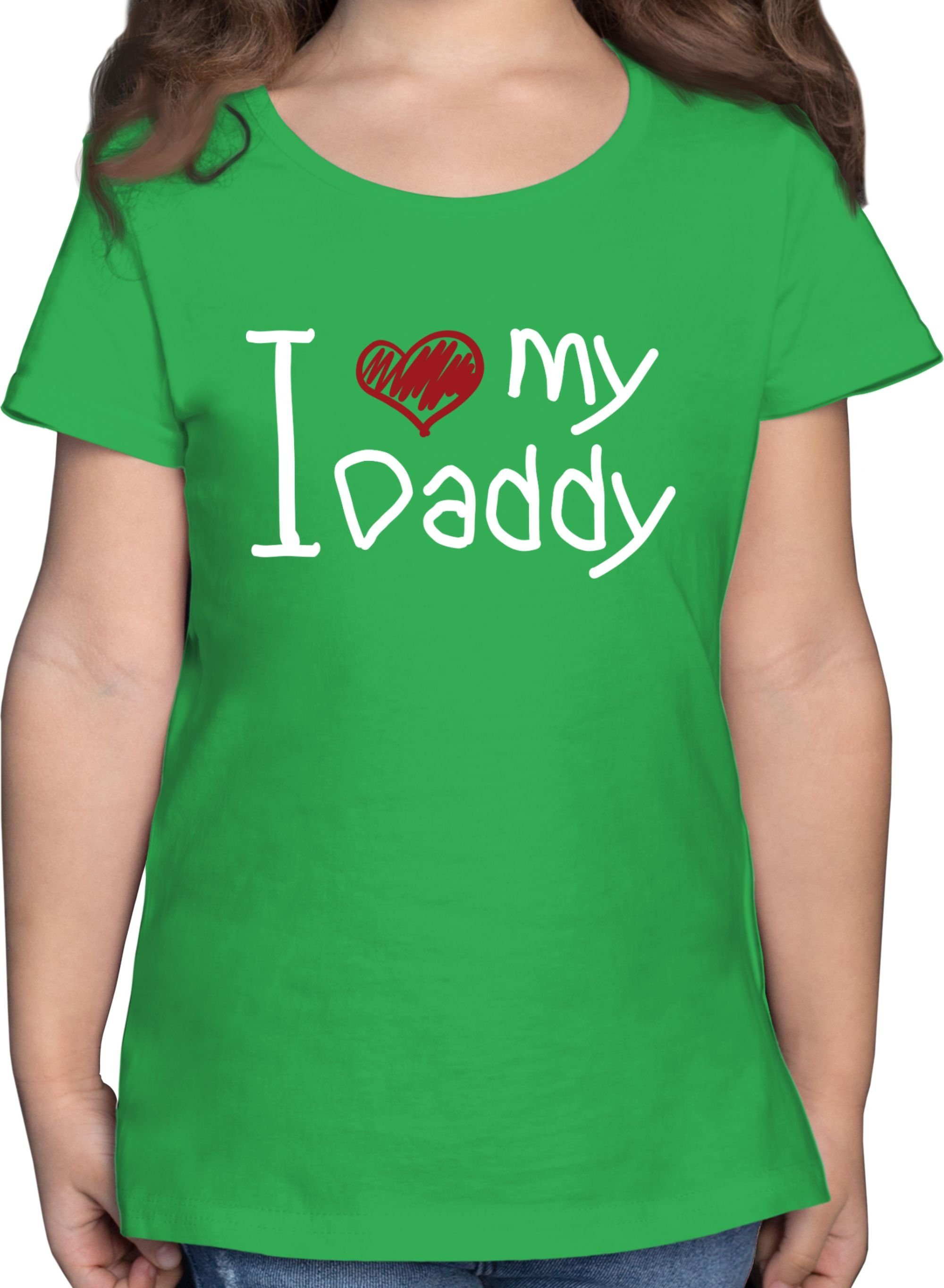 Shirtracer T-Shirt I love my Daddy quer weiß Vatertag Geschenk für Papa 3 Grün
