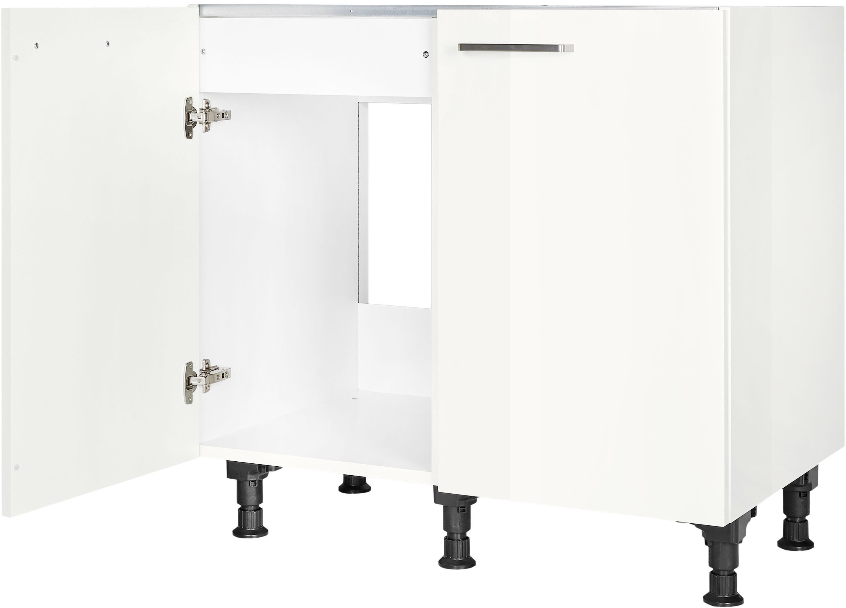 nobilia® Spülenschrank "Flash", vormontiert, mit höhenverstellbaren Sockelfüßen, Breite 90 cm