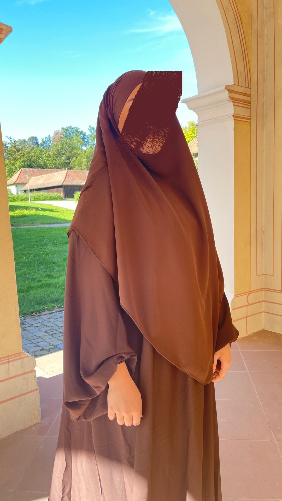 mit zweilagig Khimar Khimar Choco Seide, Niqabfunktion Kopftuch zweilagig HIJABIFY aus Medina