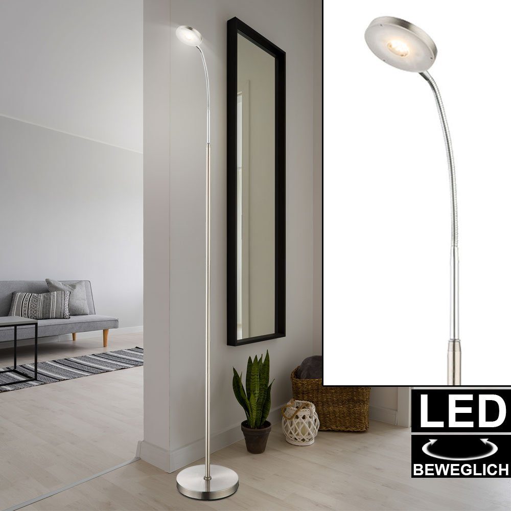 LED Luxus Stand Leuchte Chrom Lampe Steh Strahler Glas Gäste Zimmer Beleuchtung 