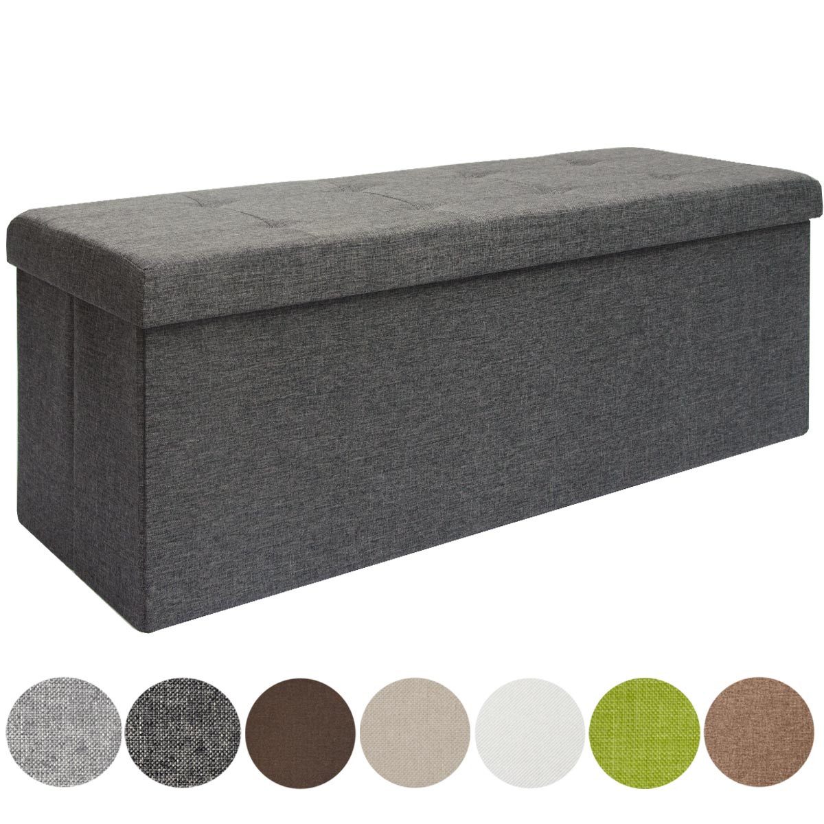 DuneDesign Sitzbank mit Stauraum - 110x38x38 Polsterbank mit Aufbewahrungsbox - Faltbar, Stabile Sitztruhe - Schlafzimmer Ottomane - Kinderzimmer Beistelltisch