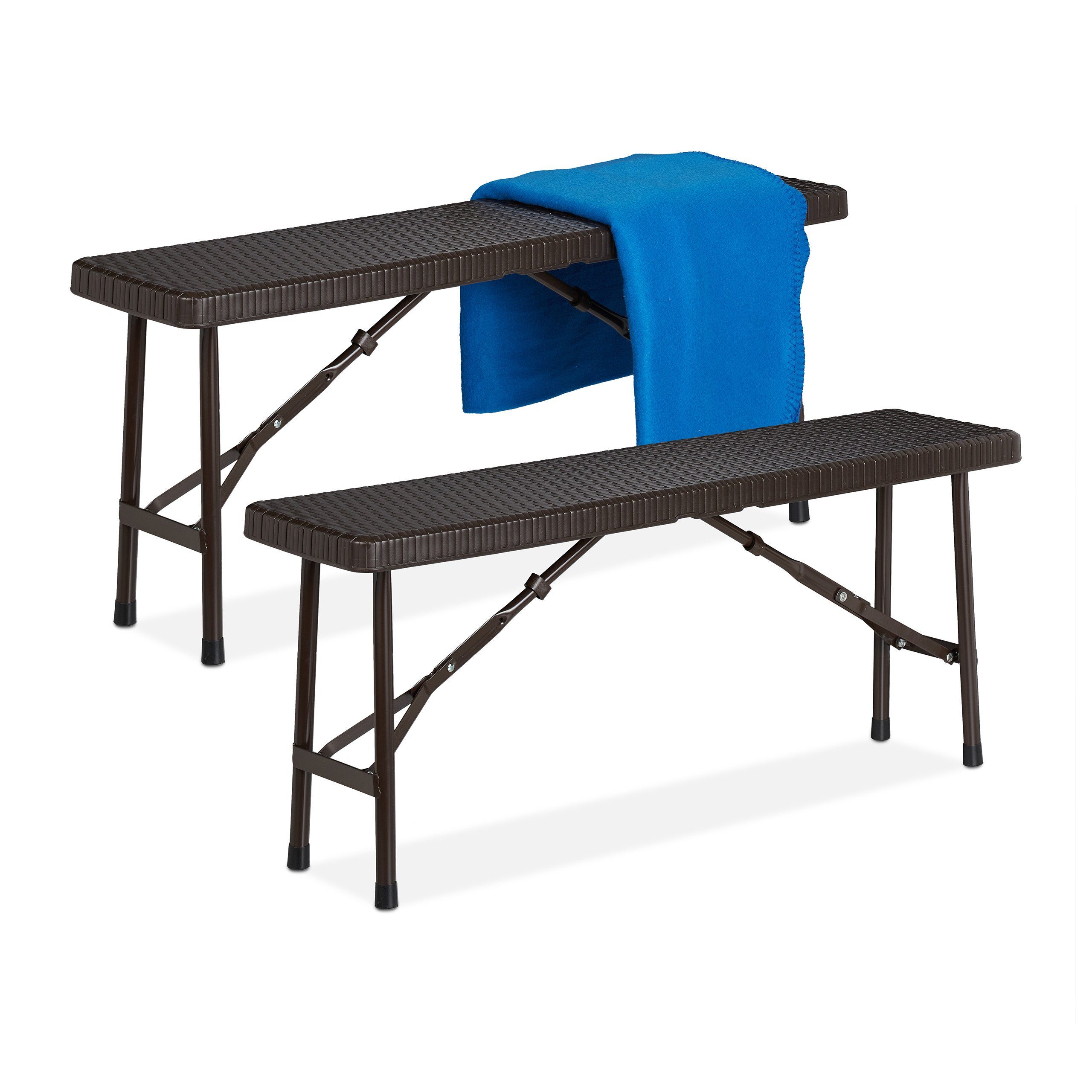 relaxdays Bierzeltgarnitur Braune Bierbank 2er Set, (2er Set, 2-tlg., 2er-Set)