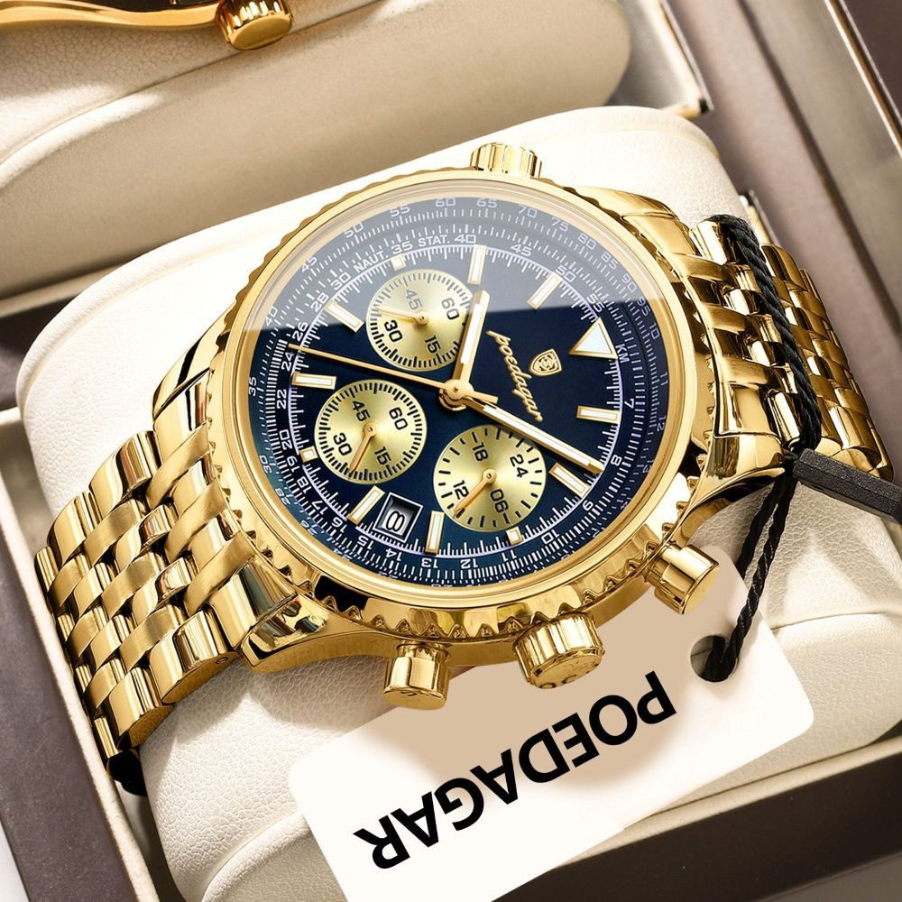 POEDAGAR Quarzuhr Poedagar Herren-Armbanduhr Chronograph Quarz Edelstahl 960