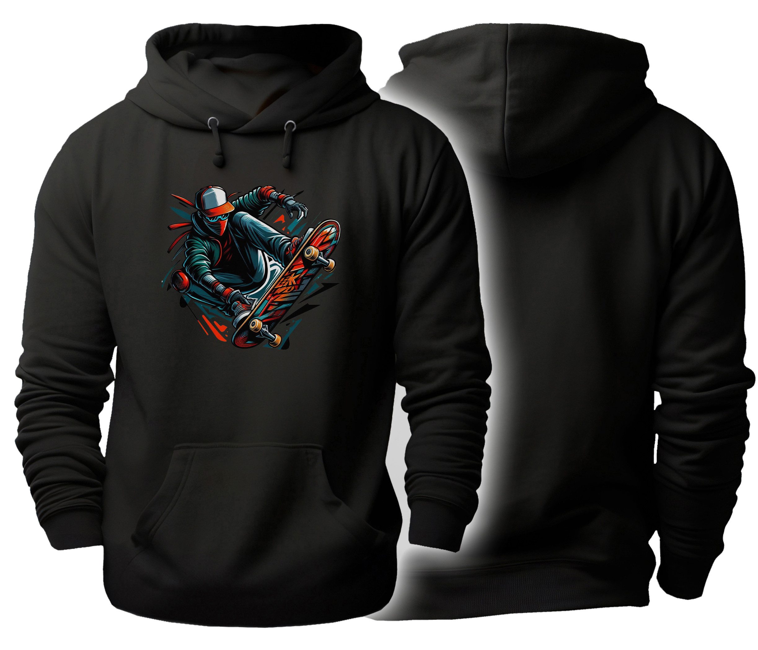Hoodie Skater Kapuzen Pulli - springender Skateboarder