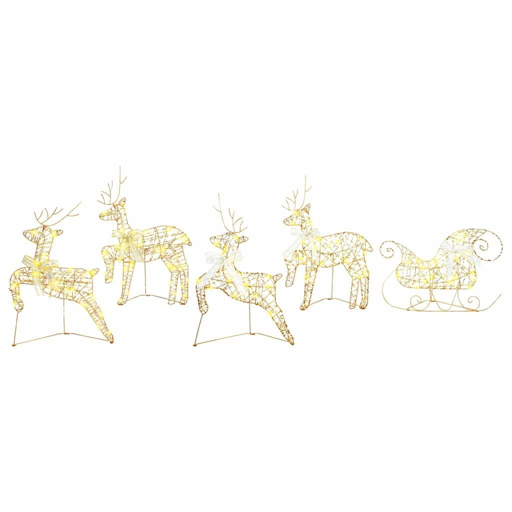 vidaXL Weihnachtsfigur LED Rentiere 5 stk. 40 LEDs Gold 44 x 18 x 65,5 cm PET (5 St)