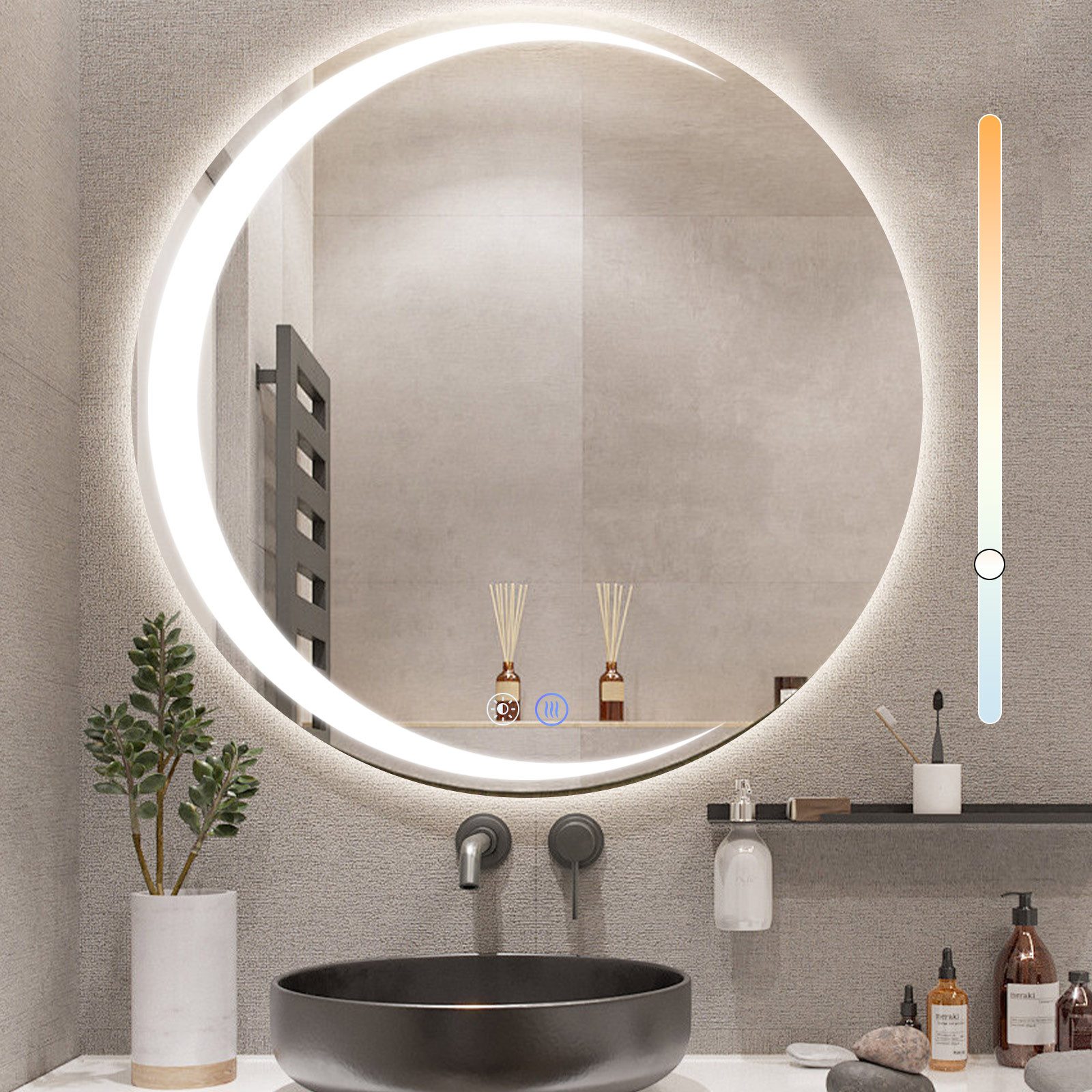 Nettlife Badspiegel Rund LED Beleuchtung 80cm günstig online kaufen