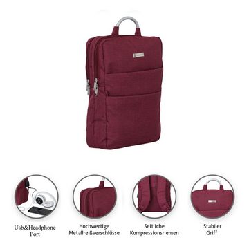 Laptoprucksack AV024 Laptop rucksack mit Zubehörfächern für Laptops bis 15,6 Zoll Herren und Damen Anthrazit Grau Bordeaux Schulrucksack für Jungen mit USB und headphone Ladeanschluss Stoßfeste Wasserdicht Notebook Sleeve kompatibel mit MacBook Pro 15" 16"