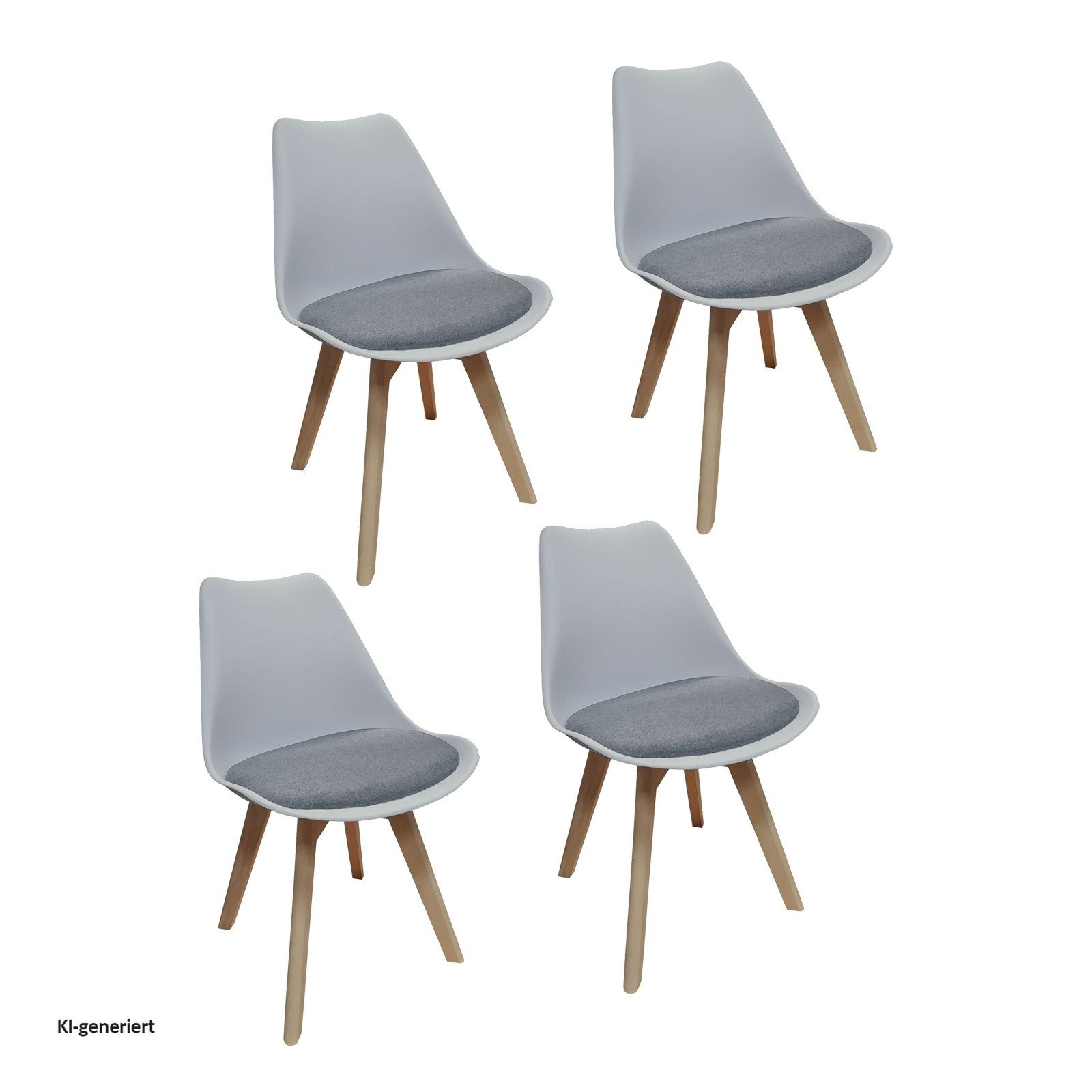 HTI-Living Esszimmerstuhl Esszimmerstuhl 4er Set Atlanta Hellgrau/Dunkelgrau (Set, 4 St), Kunststoffschale mit Sitzfläche aus Polyester