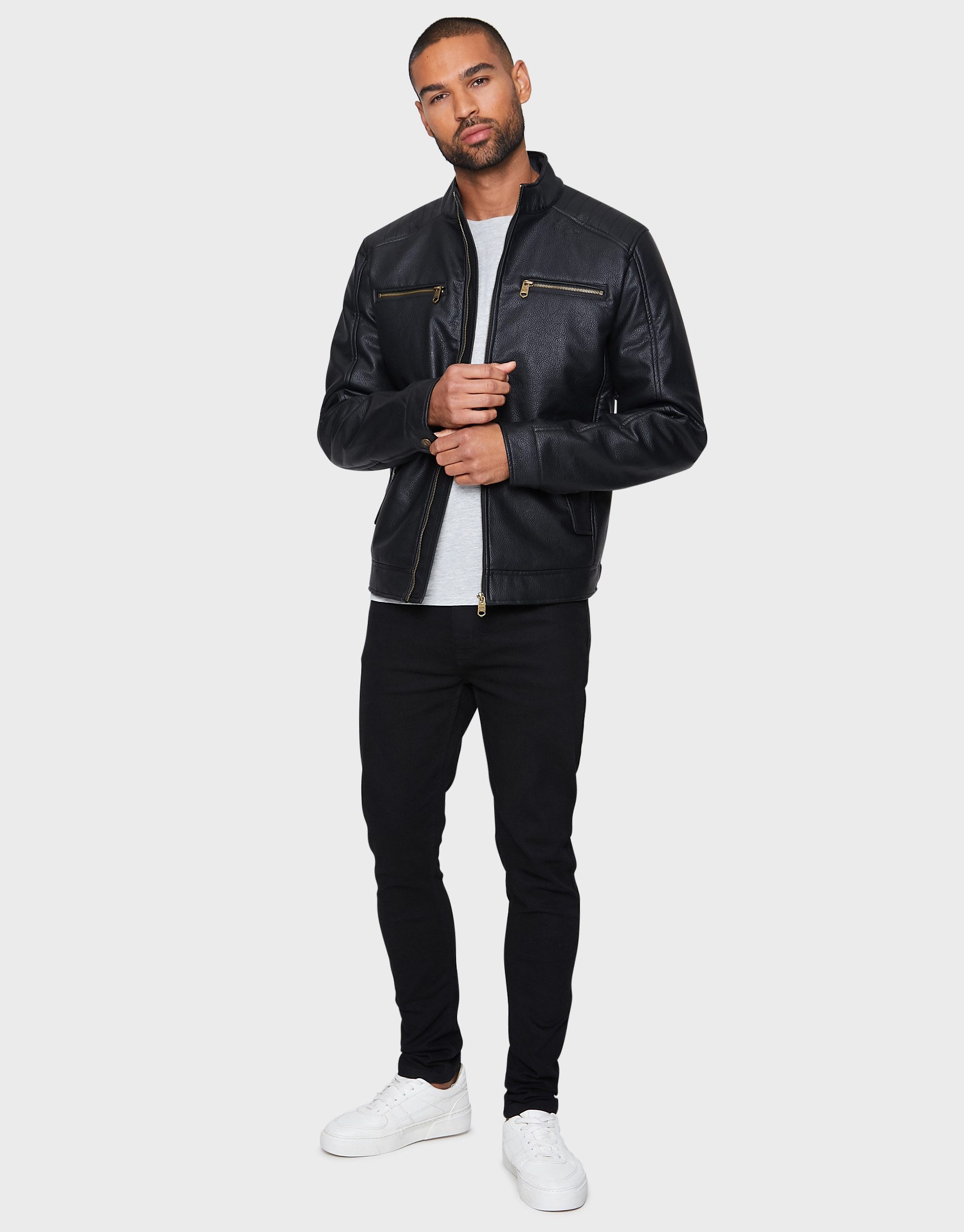 Threadbare Lederjacke Brewster in modernem Design günstig online kaufen