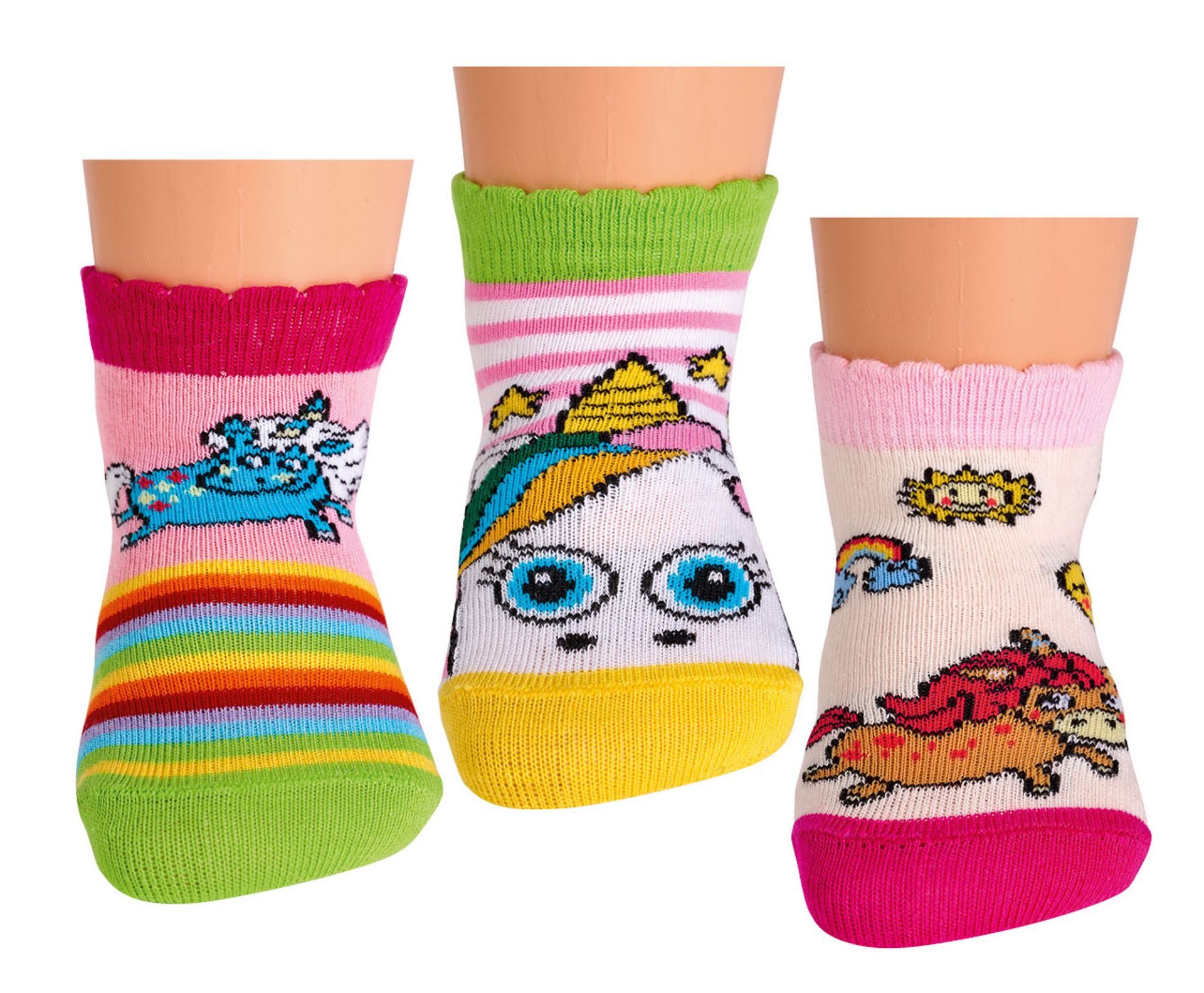 FussFreunde Socken 3 Paar Baby-Socken weiche Baumwolle, lustige Motive, Jungen & Mädchen