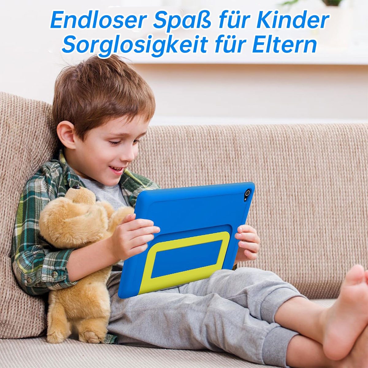BUFO Kinder Lern-Tablet mit Elternkontrolle 10'' Android 16, 64GB Tablet (10", 64 GB, Android 16, Kids Bumper blau)