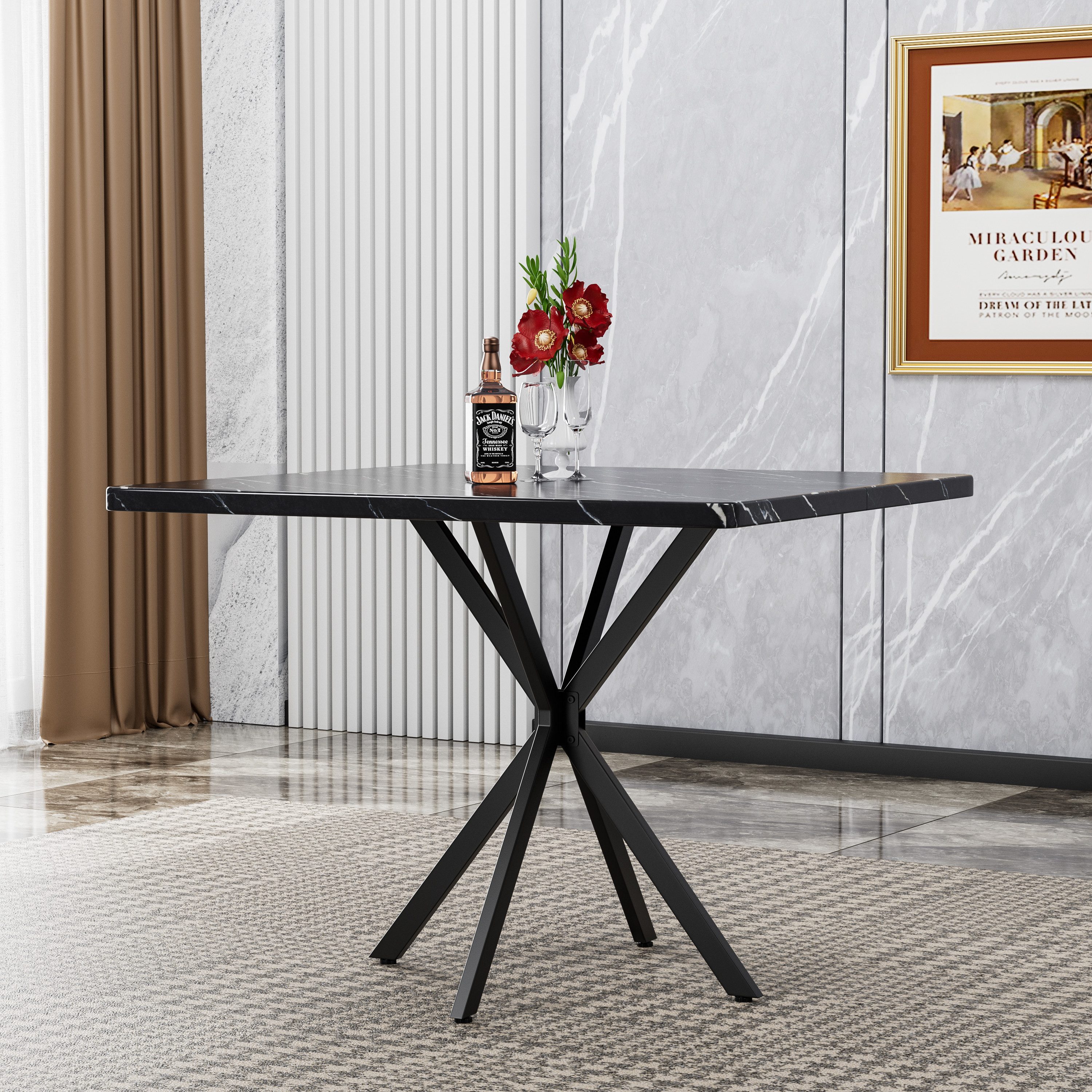 REDOM Esstisch Quadratischer Esstisch, Mid-Century Modern, für 4-6 Personen (Packung, 1-St., Vielseitig als Küchen-, Ess- & Bürotisch nutzbar), Platzsparendes Design für kleine Räume