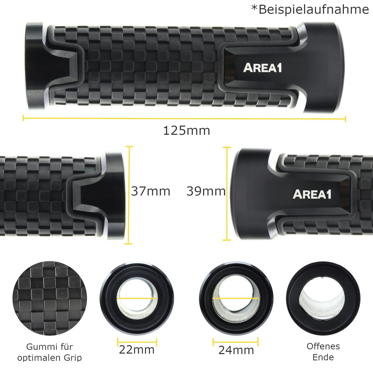 Area1 Griff für Motorrad / Roller Lenker mit 22 + 24-25mm Innendurchmesser – Bild 3 von 3