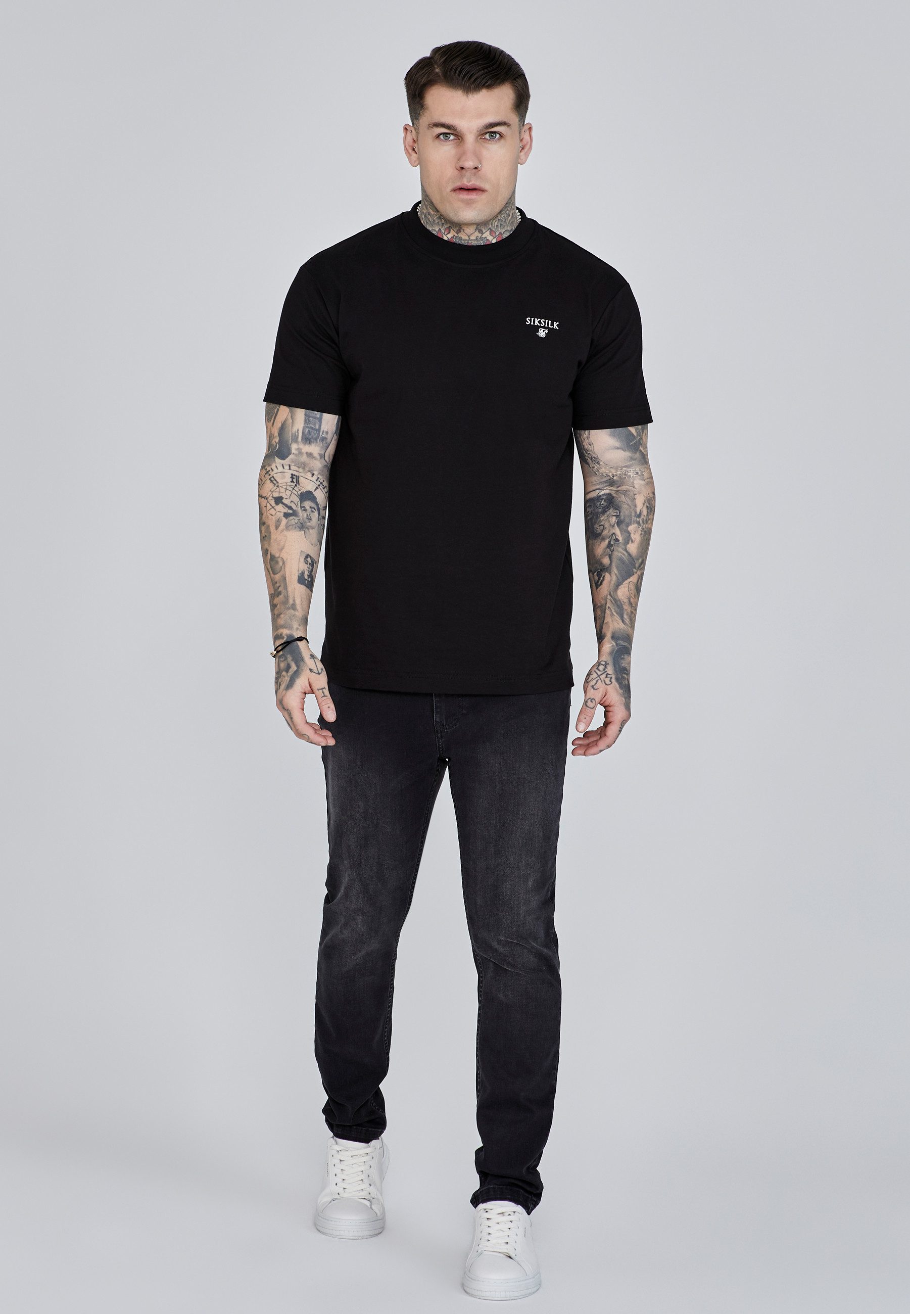 Siksilk Slim-fit-Jeans SikSilk Herren Gewaschene Schwarze günstig online kaufen