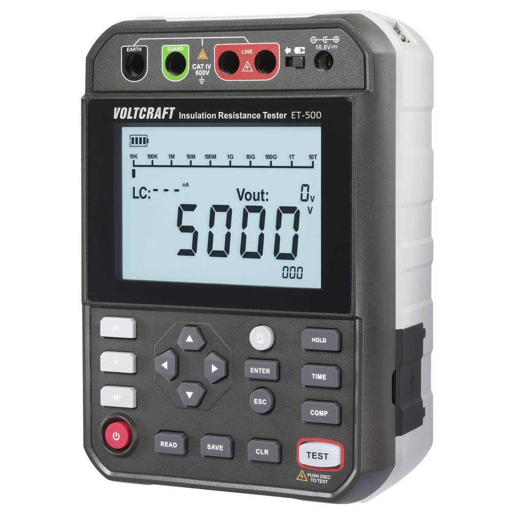 VOLTCRAFT Multimeter ET-500 Isolationsmessgerät 250 V, 500 V, 1000 V, 2500 V, 5000 V 5.0 TΩ