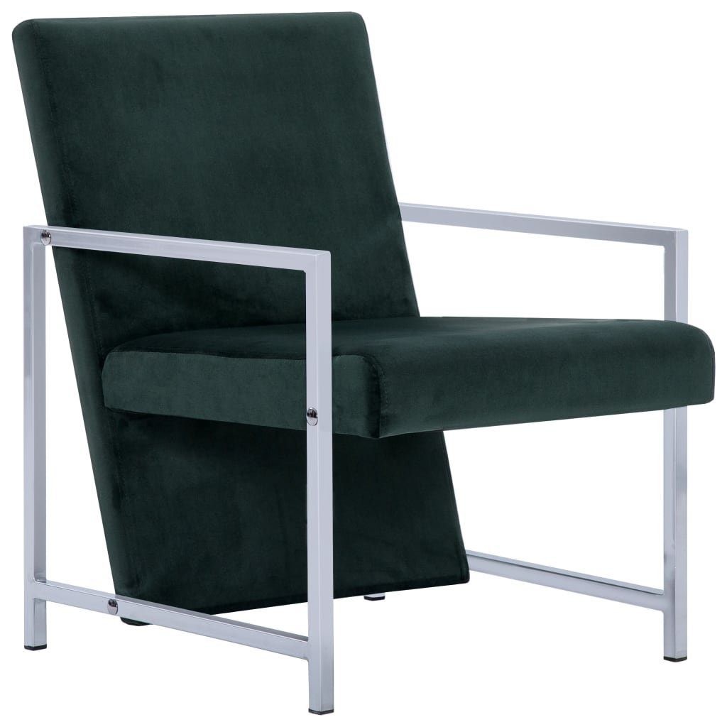mit Sessel verchromten Sessel Dunkelgrün (1-St) Füßen Samt vidaXL
