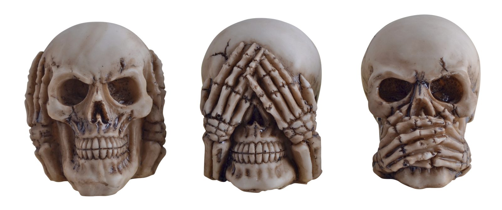 Vogler Dekofigur 3er Set Totenschädel Nichts hören sehen sagen Totenkopf Schädel Figur