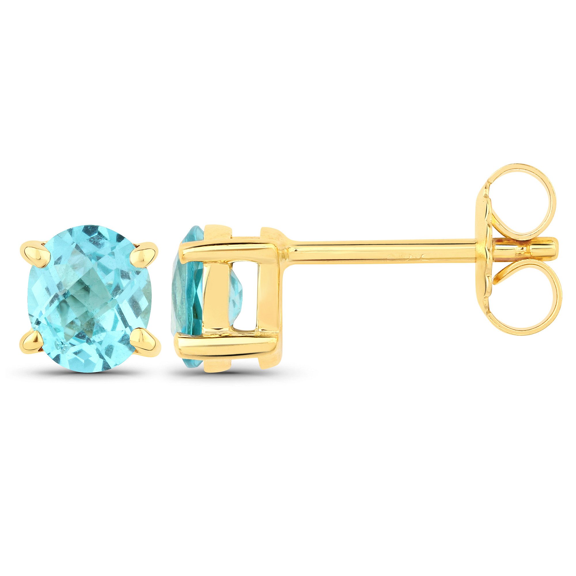 Vira Jewels Paar Ohrstecker 925-Sterling Silber vergoldet Glänzend Apatit blau