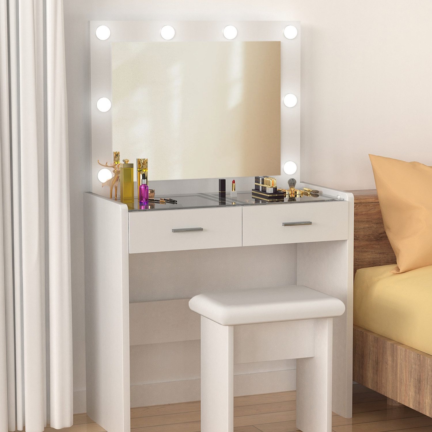 WILGOON Schminktisch mit transparentem Glas und günstig online kaufen