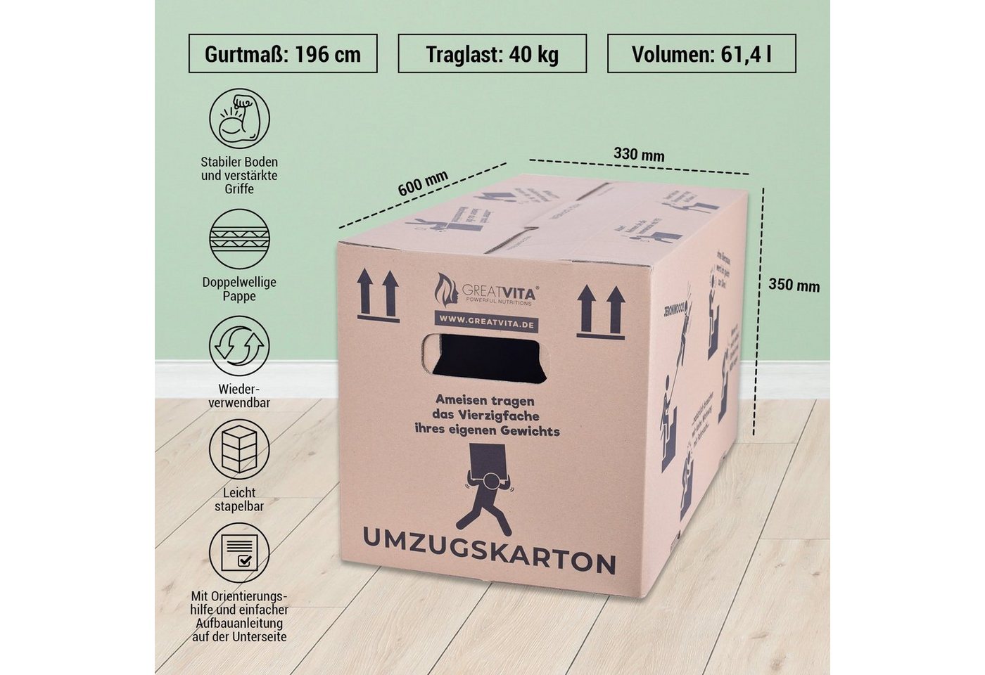 Thumbnail - pajoma® Aufbewahrungsbox XXL Umzugskarton (Spar-Set), Profi Aktenkarton 2-wellig, extra stabil bis 40 kg