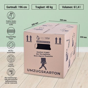 pajoma® Aufbewahrungsbox XXL Umzugskarton (Spar-Set, 5 Stück), Profi Aktenkarton 2-wellig, extra stabil bis 40 kg