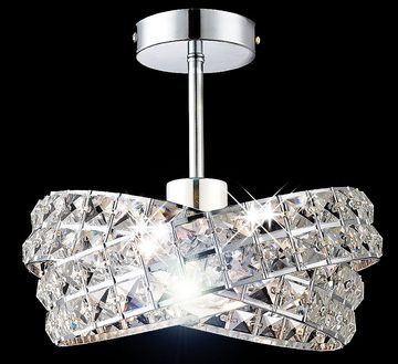 Lewima Deckenleuchte Sermo, Design Glas Kristall Deckenlampe Chrom Lampe Modern Ø30cm 1xE27, für LED wechselbar Lichtfarbe und Stärke beliebig, Leuchte Lüster Glitzernd klein