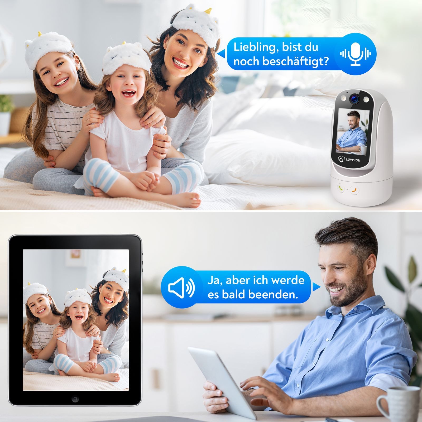 LUVISION Überwachungskamera C20 (Innenbereich, 1-tlg., WLAN PTZ Überwachung Kamera Autotracking Nachtsicht, Senioren, Baby, Mikrofon, 2-Wege Audio, App)