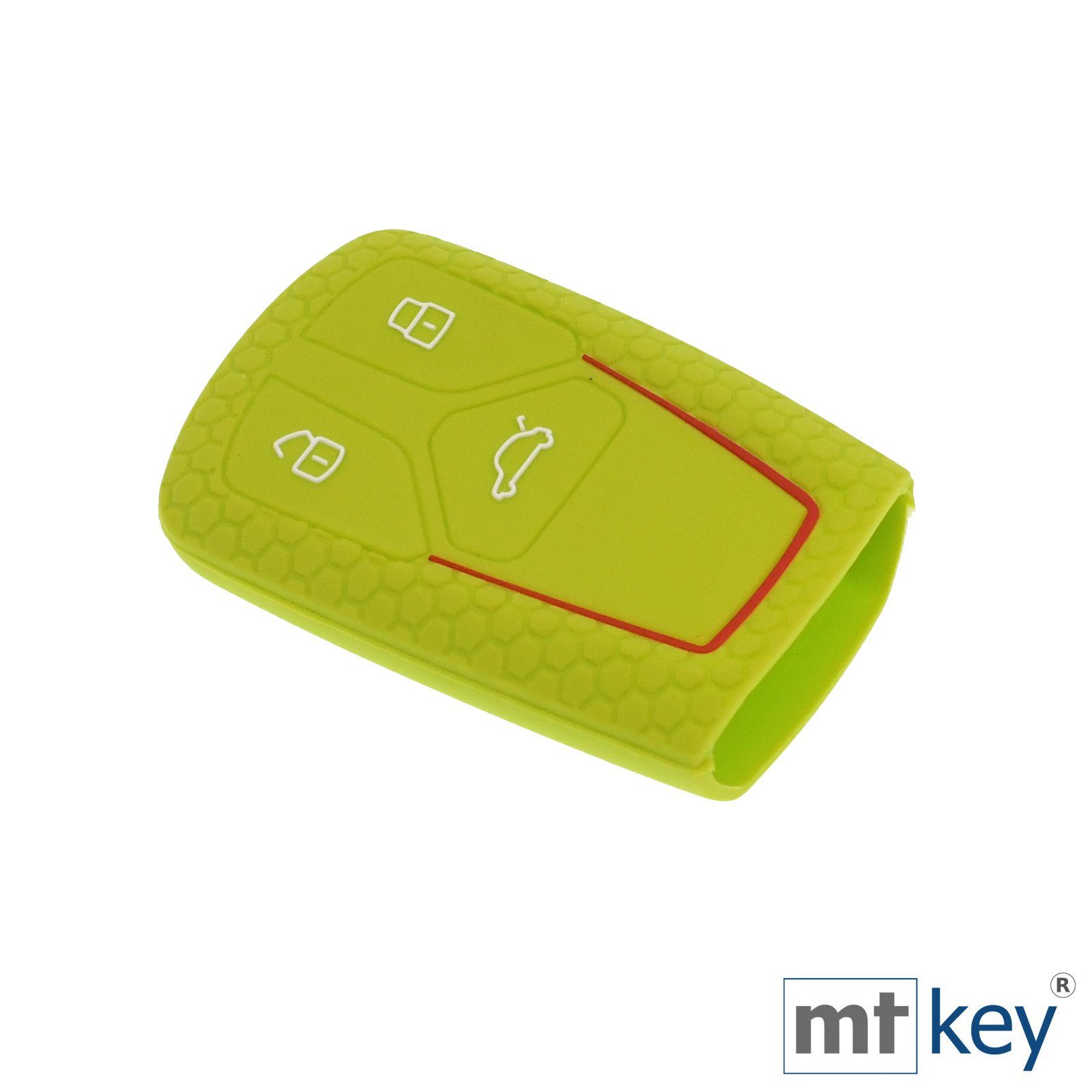 mt-key Schlüsseltasche Autoschlüssel Keytag, A4 Q7 TT Audi Wabe Q8 3 SMARTKEY Schutzhülle KEYLESS Apfelgrün A8 Design A7 im Silikon Q5 für A6 A5 Q2 + Tasten