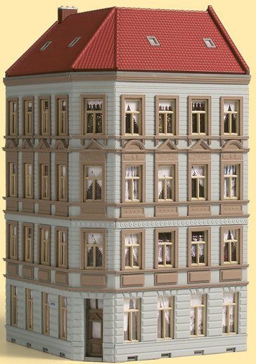Image of Auhagen Modelleisenbahn-Gebäude »Eckhaus Schmidtstraße 11«, Spur H0, Made in Germany