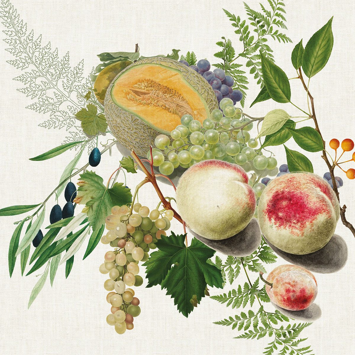 Stoffserviette Servietten (4x Set) Abondance d´automne Naturel 45x45 cm