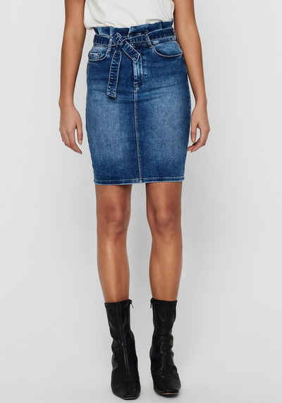 Only Jeansrock »ONLHUSH LIFE MID PAP SKIRT« mit Paperbag Taille