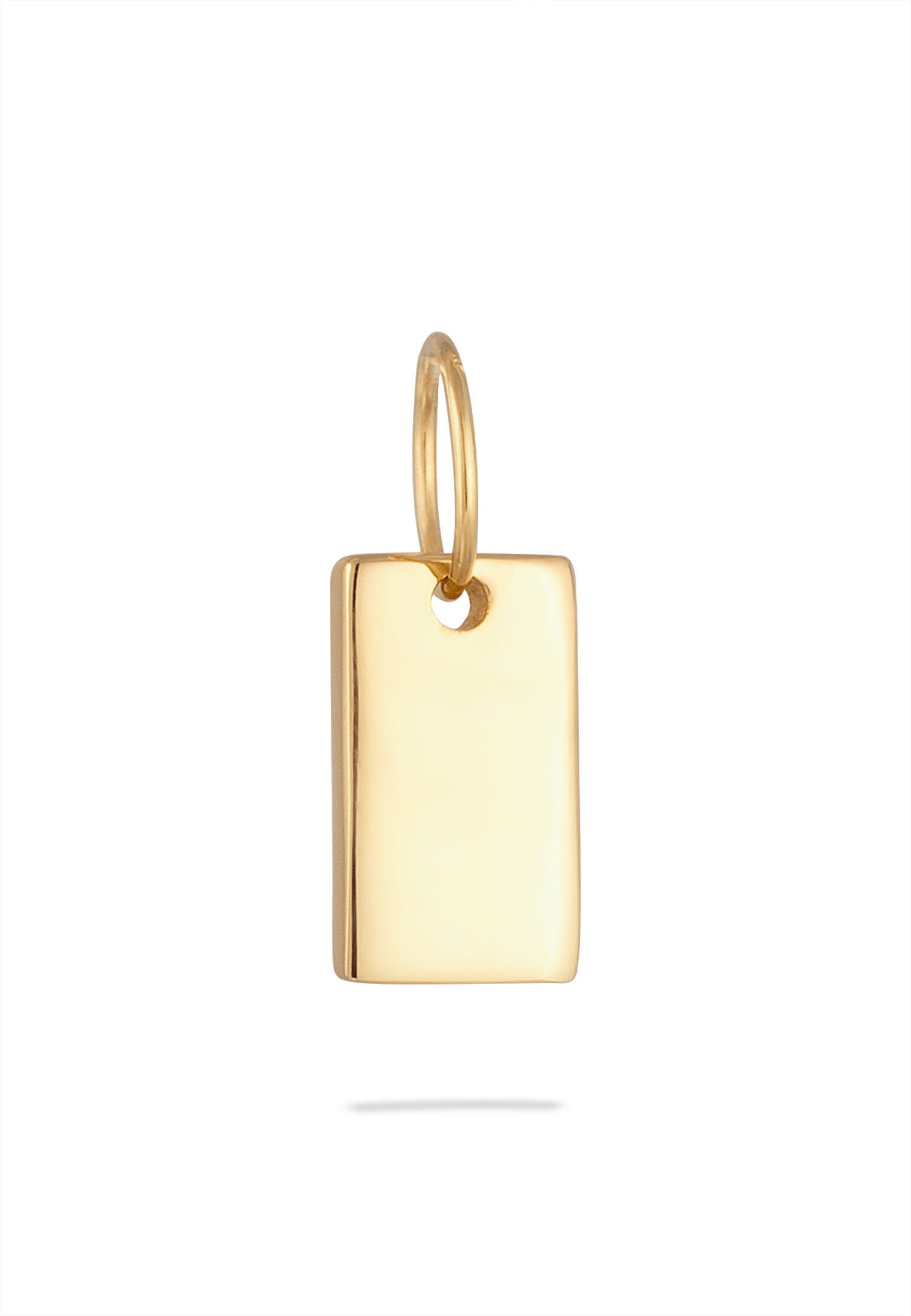 Elli Premium Kettenanhänger Gravurplatte Rechteck 585 Gelbgold