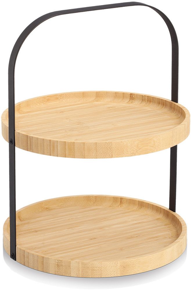 Zeller Present Etagere 2-stufig, Bambus, Metall, Hochwertiges Material