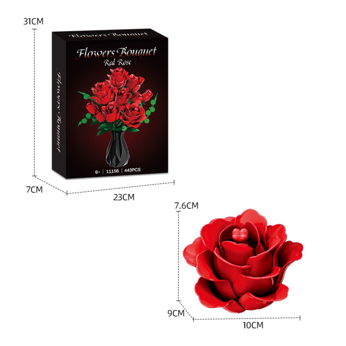 Woma WOMA Rote Rosen Blumenstrauß Bausteine W11156 Spielbausteine – Bild 5 von 5