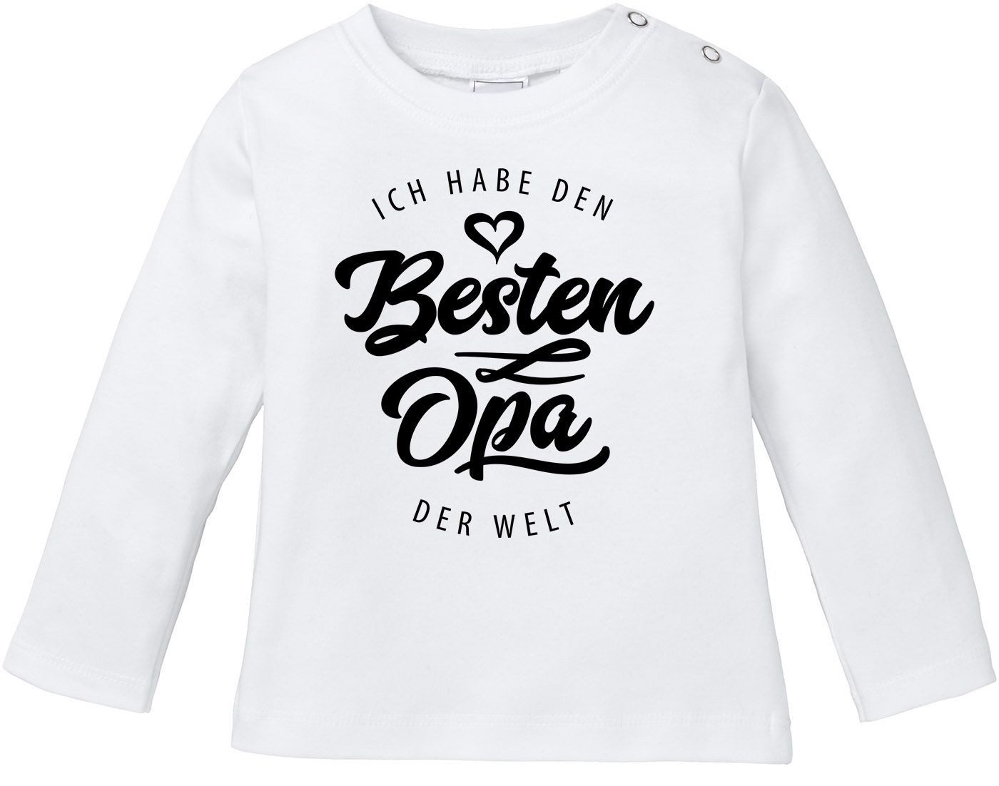 Rundhalsshirt Baby Langarmshirt Babyshirt Ich habe den besten Opa der Welt Spruch