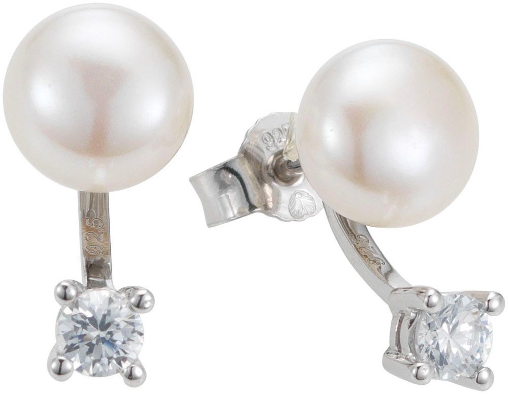 Adriana Paar Ohrstecker Schmuck Geschenk Silber 925 Ohrringe Sanremo, Made in Germany - Zirkonia (s) Süßwasserzuchtperle Einhänger abnehmbar