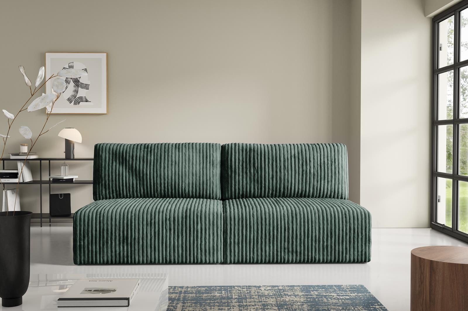 Compleo Schlafsofa klein, Cordsofa ohne Armlehnen, günstig online kaufen