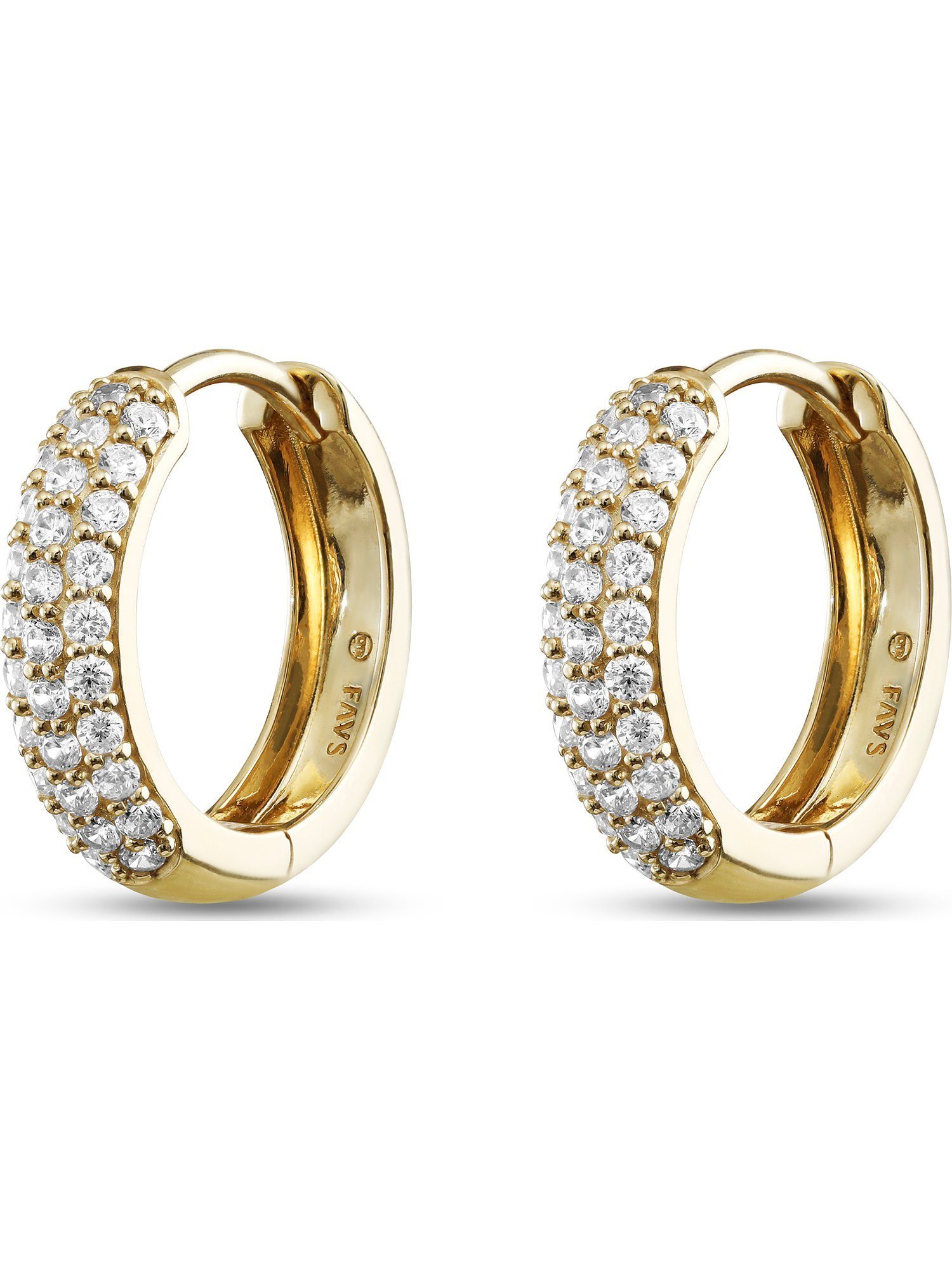 FAVS Paar Creolen FAVS Damen-Creolen 375er Gelbgold 60 Zirkonia (Paar)