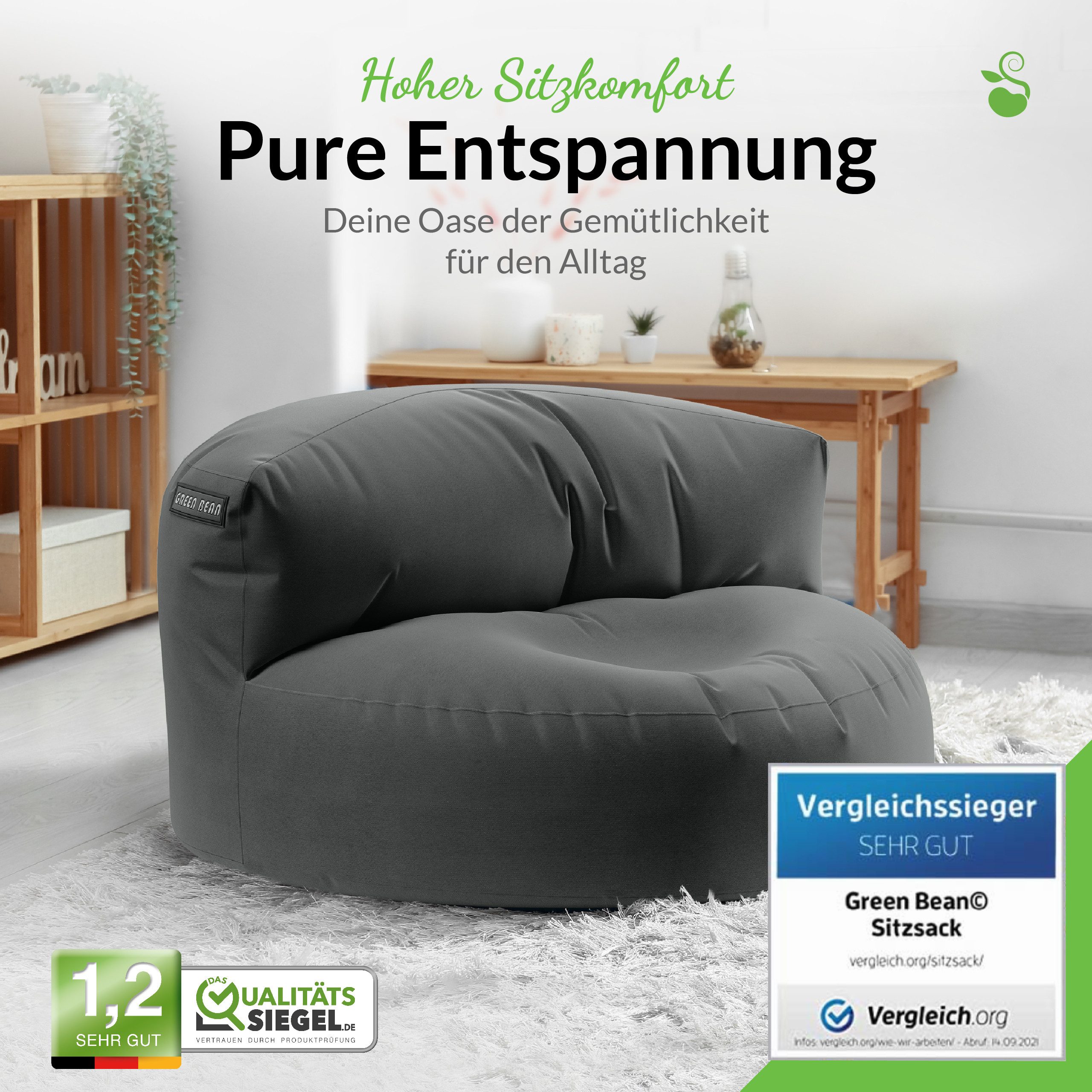 Green Bean Sitzsack Sitzsack Sofa Indoor Outdoor Lounge (mit Rückenlehne, w günstig online kaufen