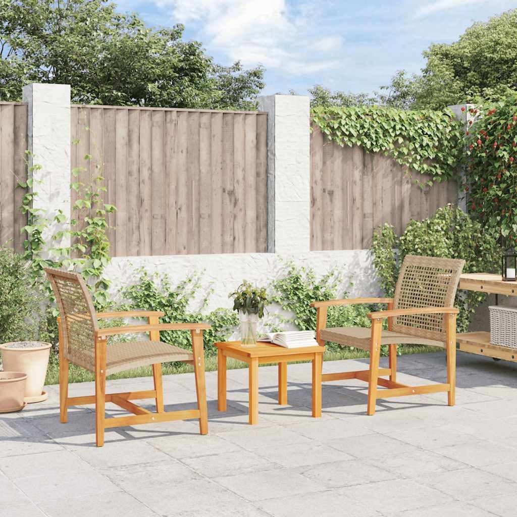 vidaXL Sofaelement 3-tlg. Bistro-Set Beige Poly Rattan und nholz (1 St)