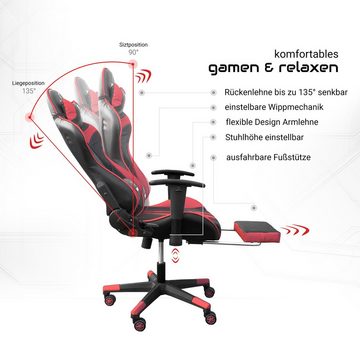 TRISENS Chefsessel Thanos (einzeln), Gaming Stuhl mit flexiblen Armlehnen Bürostuhl im Racing-Design