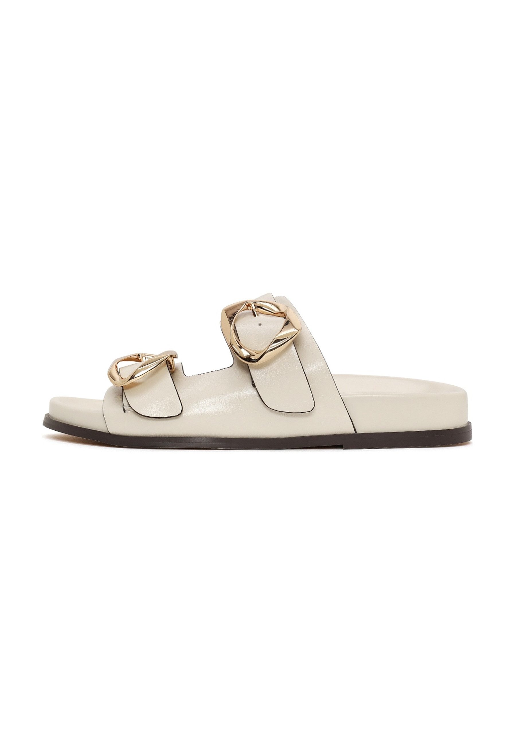 Derimod Pantoletten aus Kunstleder Mules Kunstleder, Synthetikfutter, Schicke Schnallen, Slip-On-Stil