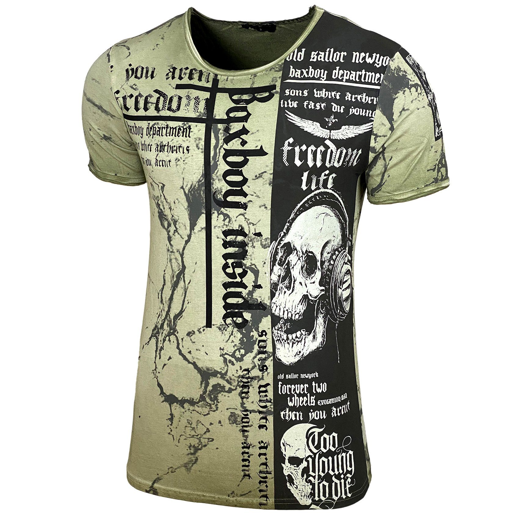 Baxboy T-Shirt Baxboy T-Shirt mit coolem Freedom Allover-Print B-116