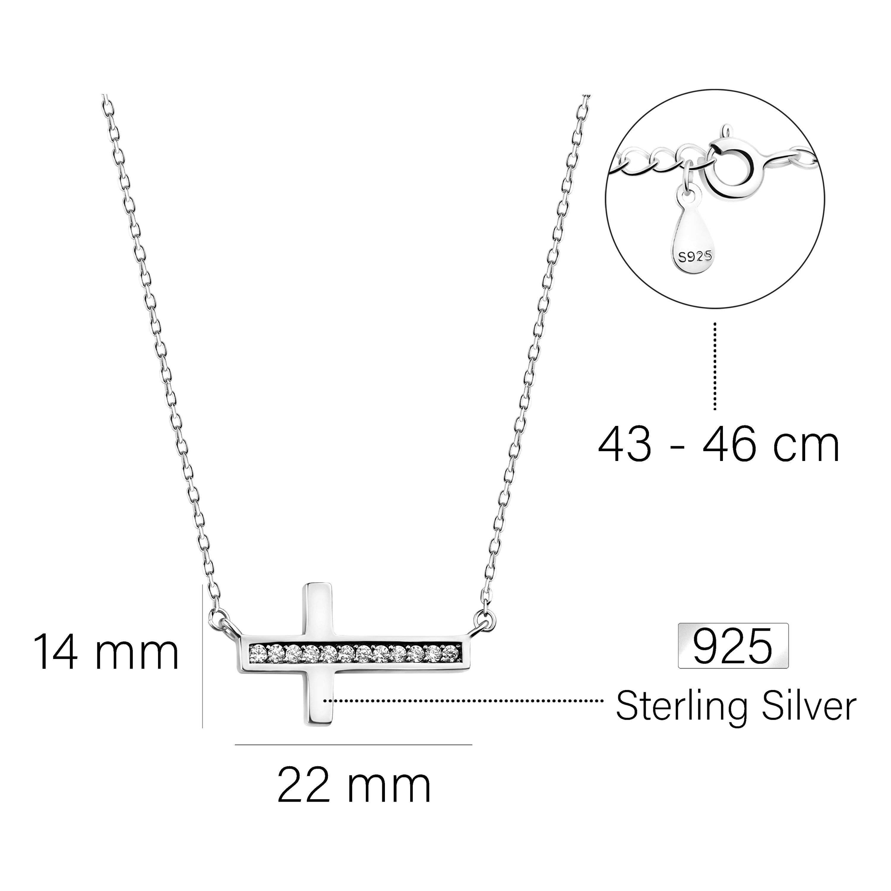 Silber Schmuck Sofia Kreuz, Damen 925 Anhänger mit Milani Kette