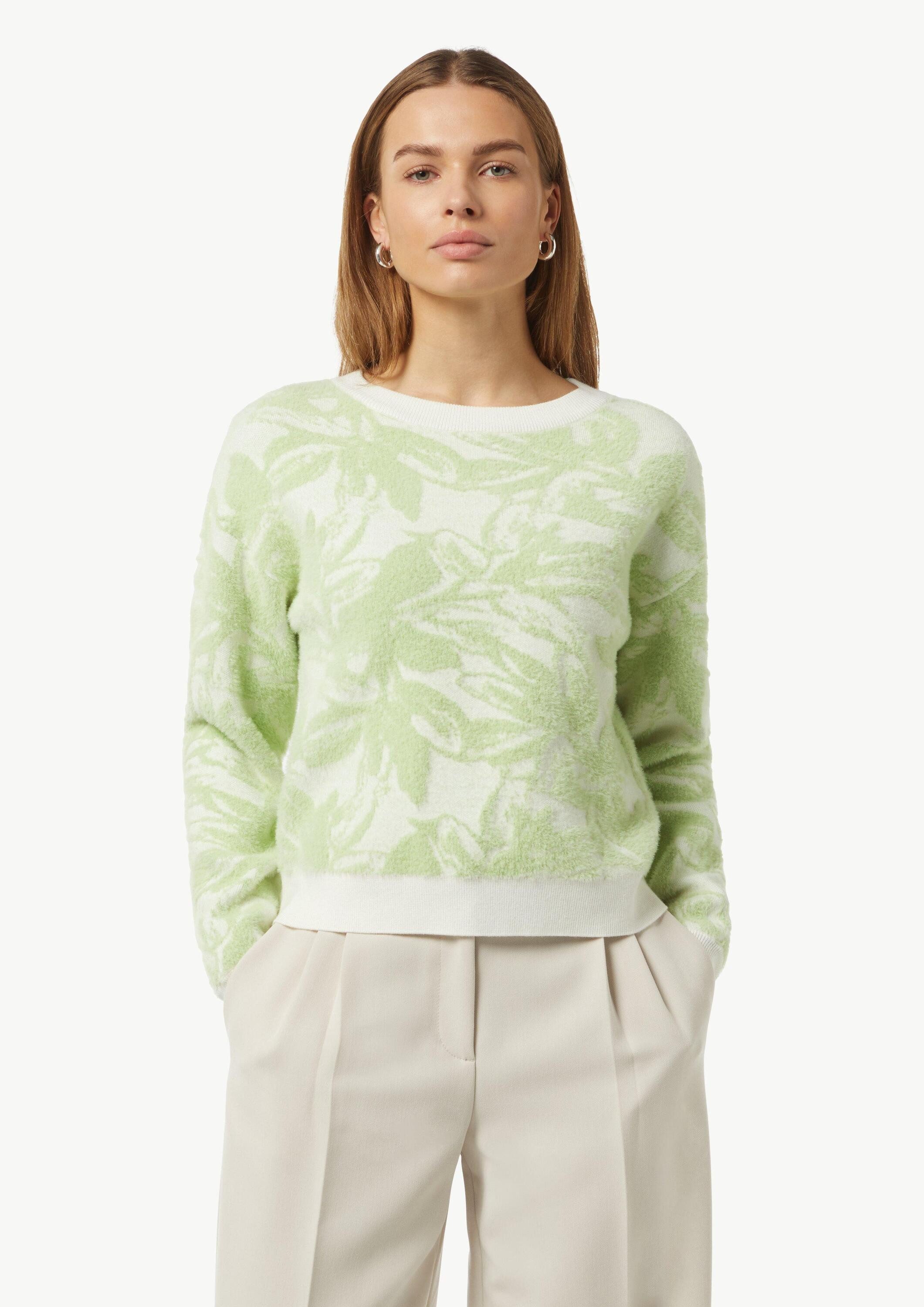 comma Longpullover Strickpullover Flauschiger Jacquard-Strickpullover günstig online kaufen