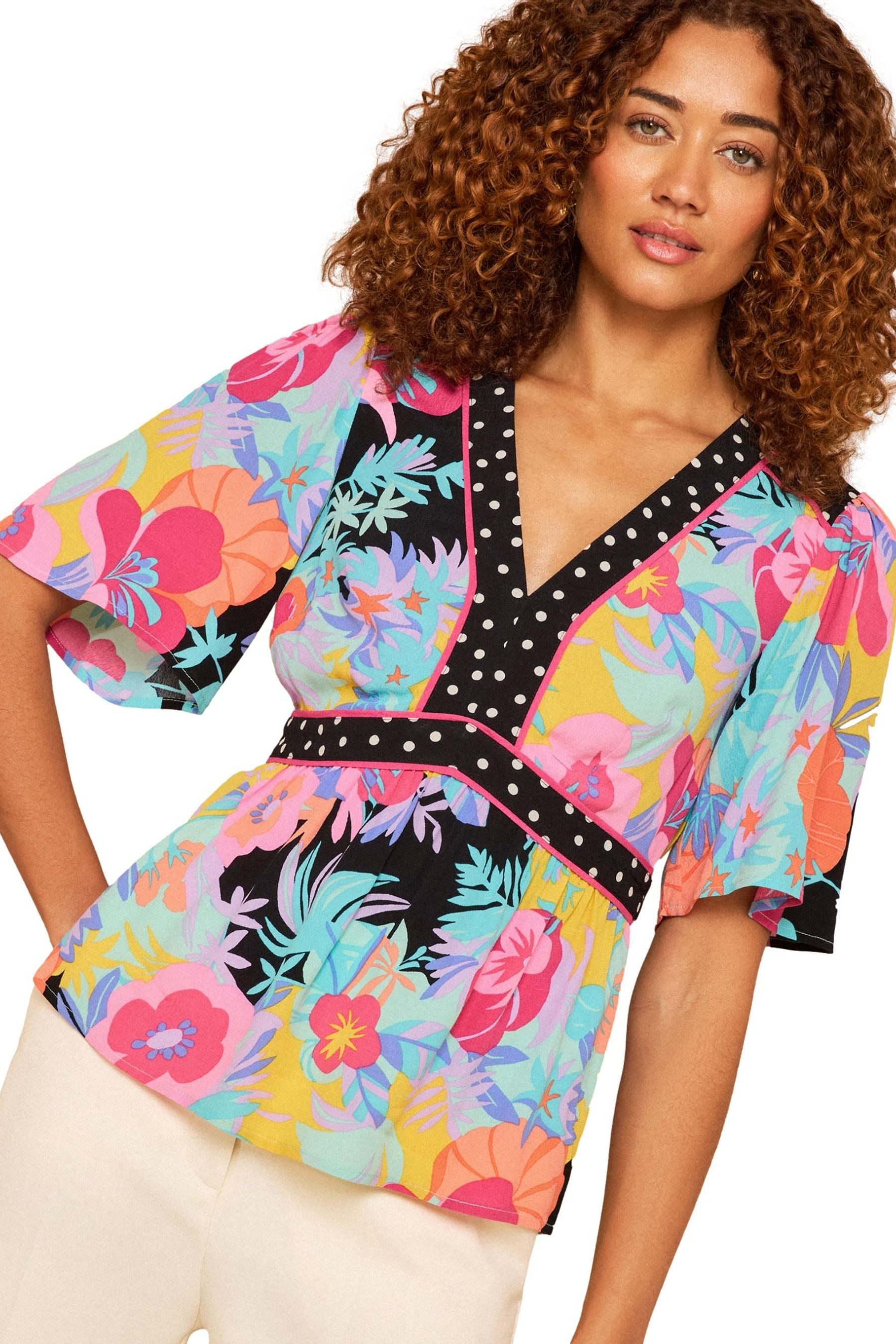 Love & Roses Blusenkimono Love & Roses Bluse mit Print und Kimono-Ärmel (1-tlg)