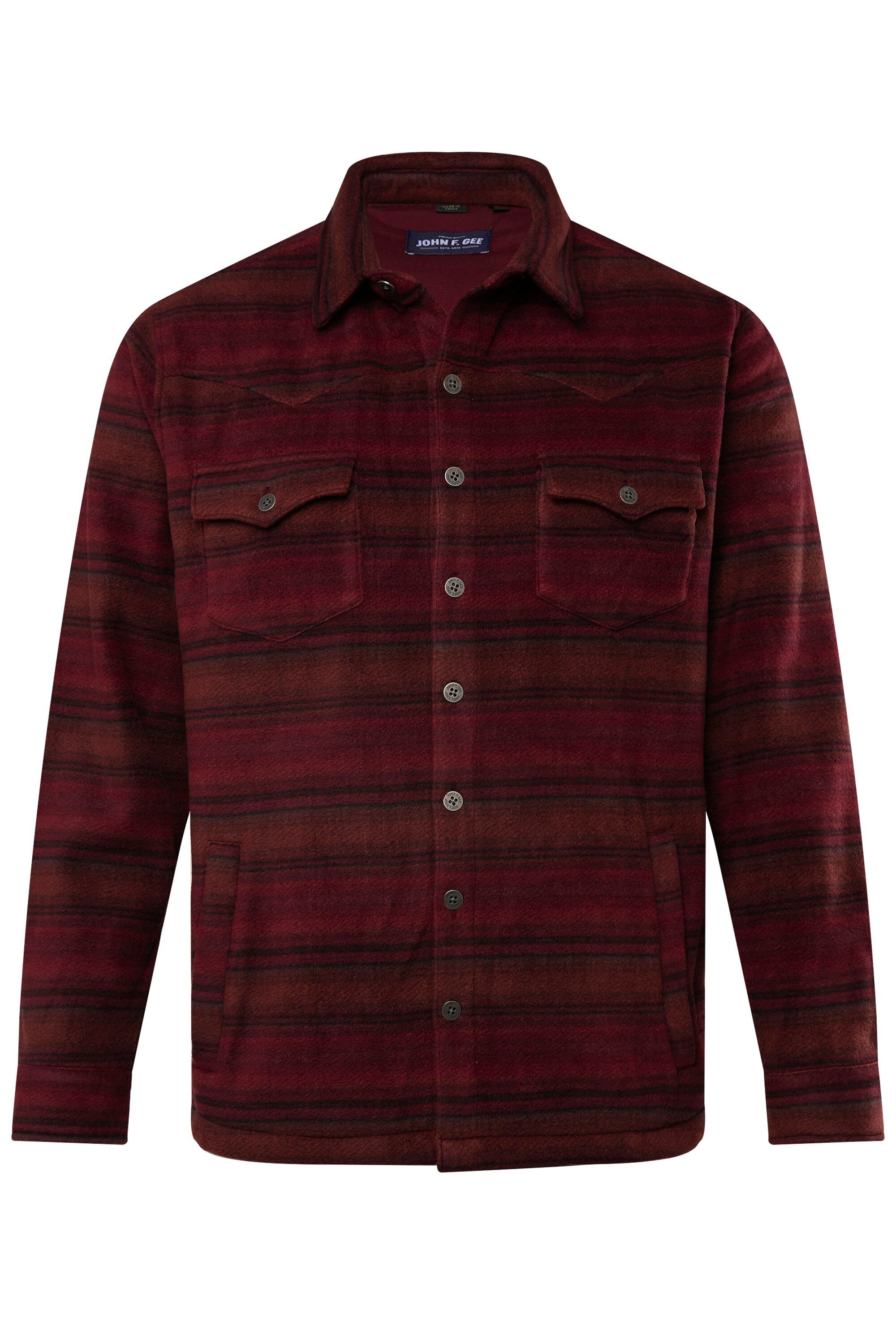 John F. Gee Businesshemd Fleece-Overshirt Langarm Kentkragen