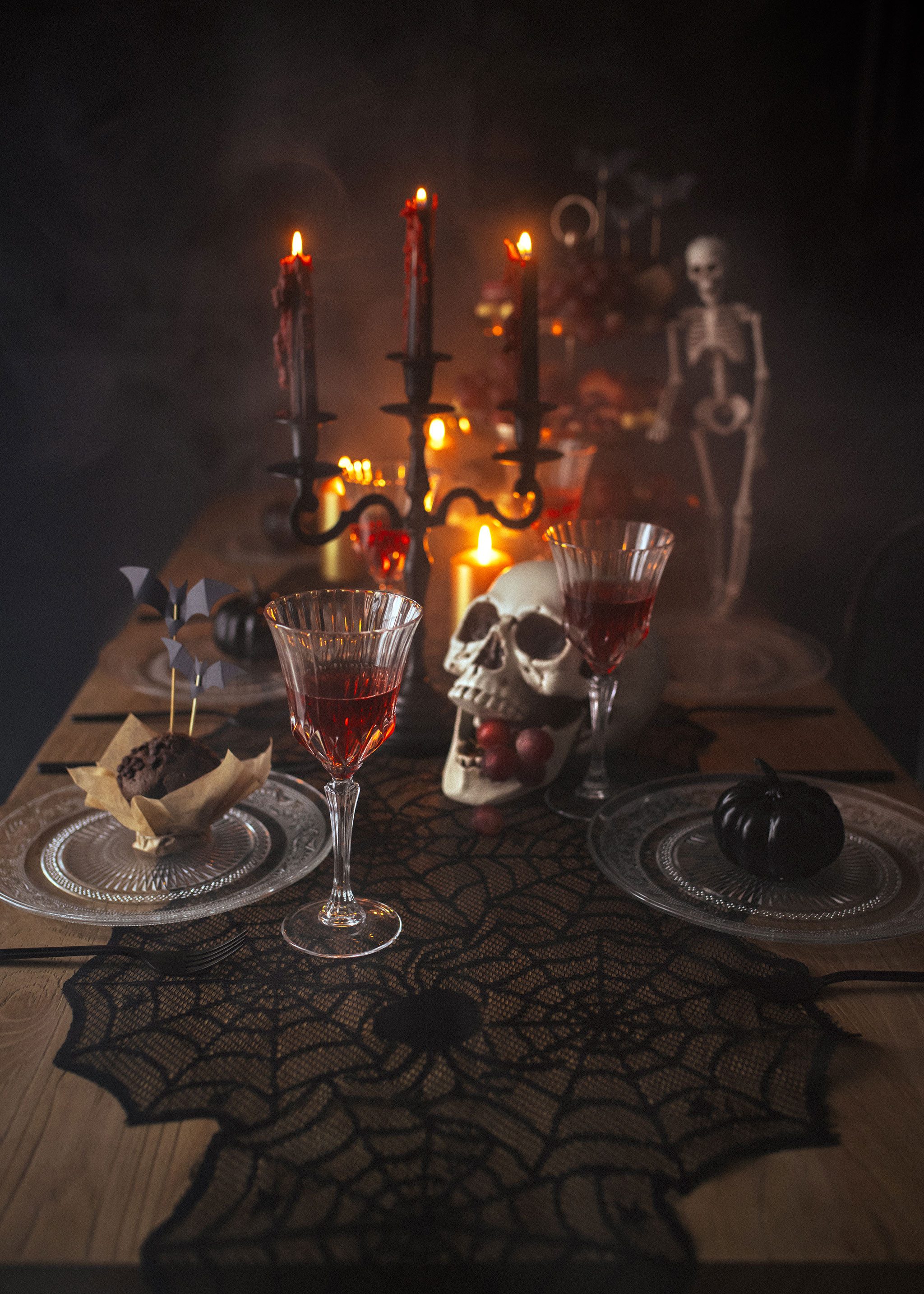 partydeco Tischläufer, Tischläufer 1,85m mit Spinnennetz Muster Schwarz günstig online kaufen