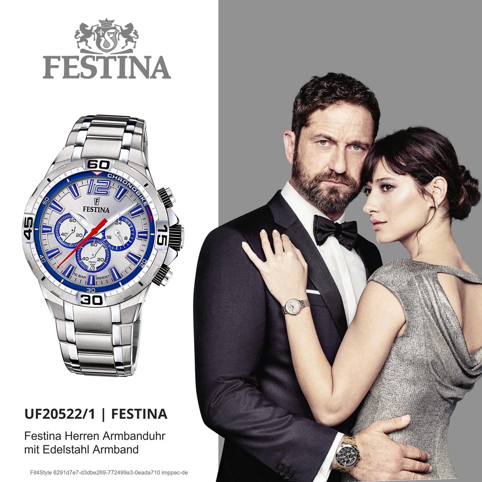 Festina Chronograph Festina Herrenuhr Herren Edelstahlband, F20522/1 Armbanduhr silber, Sport Edelstahlarmband rund