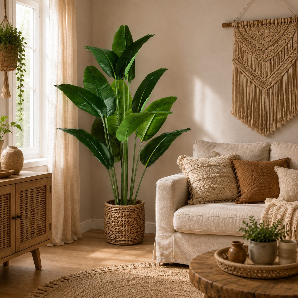 Kunstpalme Künstlicher Bananenbaum mit Topf, Kunstpflanze, Kunstbaum Banane Bananenbaum, PASCH – Bild 5 von 5